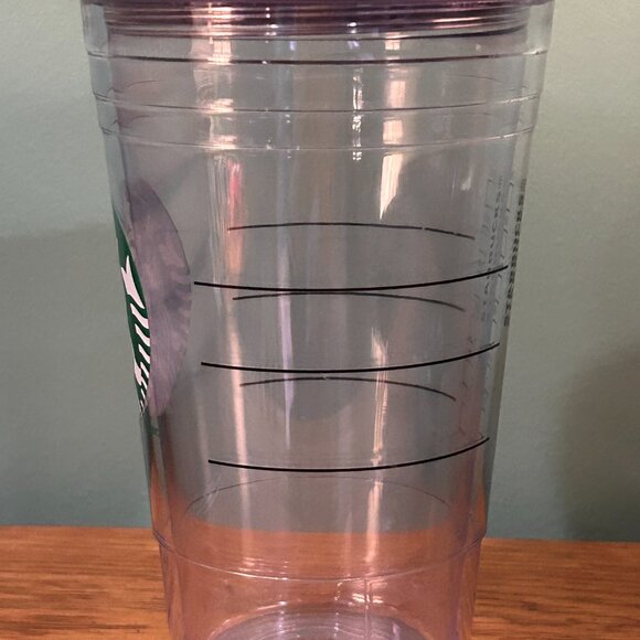 STARBUCKS CLEAR 16 OZ CUP PURPLE LID GENTLY USED - Picture 3 of 6